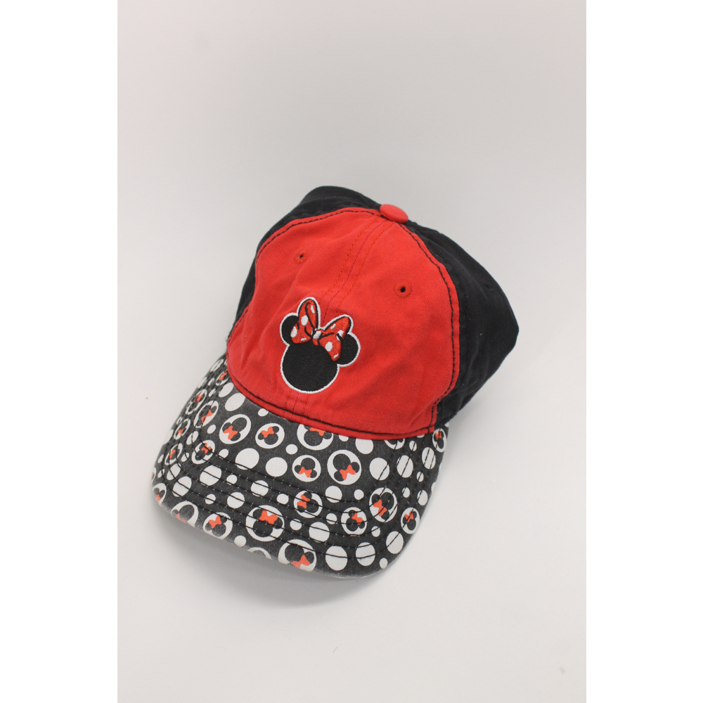 Minnie mouse Disney pattern brim red black baseball cap for kids